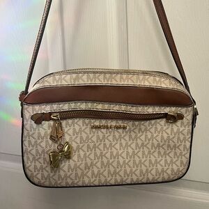 Michael Kors Tan and Brown Crossbody Bag